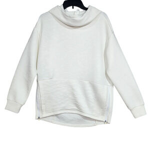 Fabletics Pullover Hoodie Cowl Neck White on White Camo Print‎ Small
